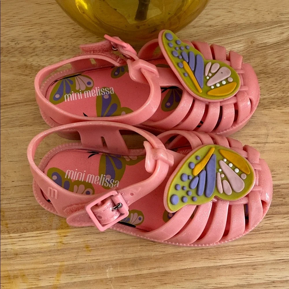 Mini Melissa Possession Pink Butterfly Jelly Shoes - Wings Connect Sz‎ 7